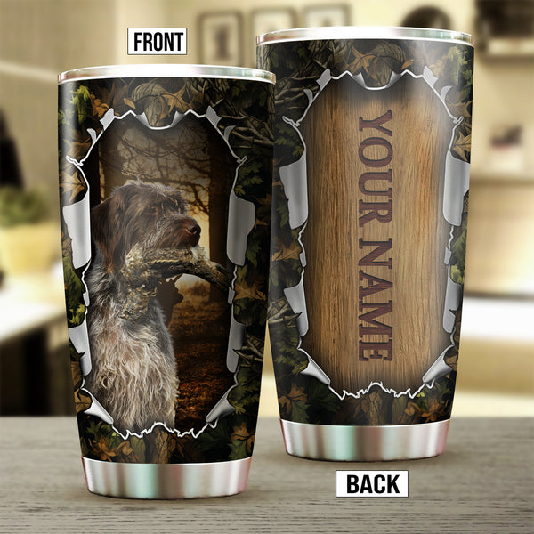 Wirehaired Pointing Griffon Bird Hunting Dog Custom Name Stainless steel Tumbler Cup FSD4467