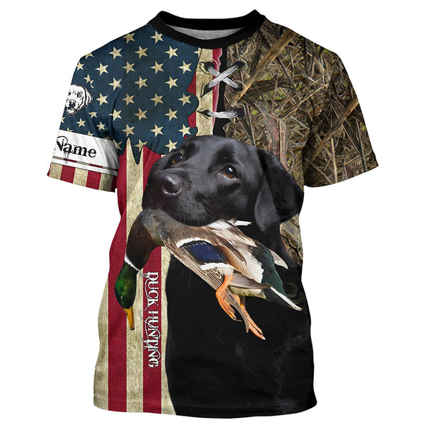 Black Labrador Retriever Hunting Bird Dog Duck Hunter American flag full printing shirt, Hoodie FSD3263