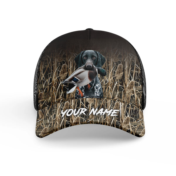 Duck Hunting Dogs Waterfowl Camo Custom Name Hat, Duck Hunting Mesh Back Cap, Hunting Hat FSD4562