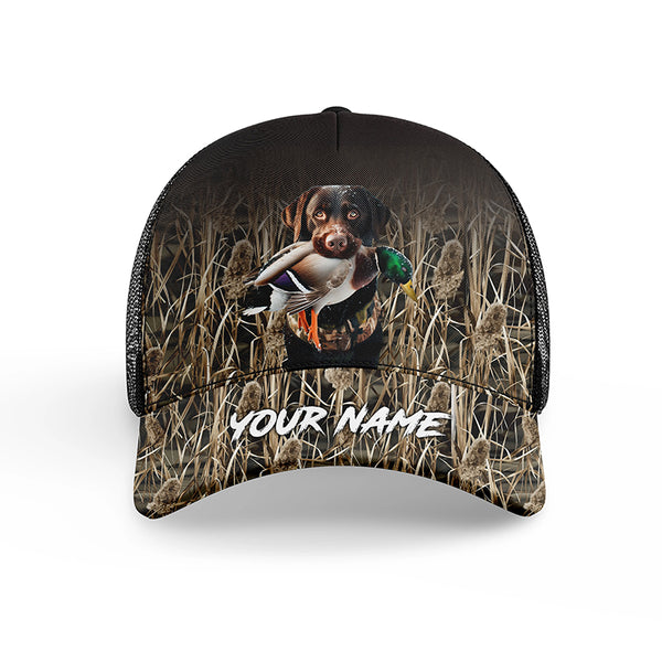 Duck Hunting Dogs Waterfowl Camo Custom Name Hat, Duck Hunting Mesh Back Cap, Hunting Hat FSD4562