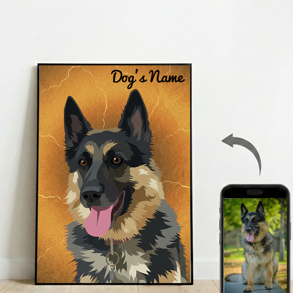 Custom Dog Portrait Framed Matte Canvas - Personalized Dog Photo Art Canvas FSD4791