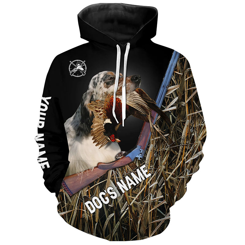 Llewellin English Setter Gun Dog Pheasant Hunting Custom Name Shirts for Pheasant Hunters FSD3921