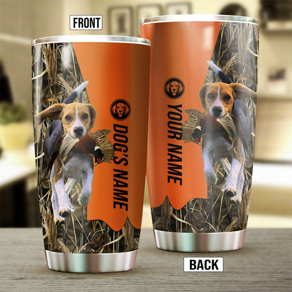 Beagle Birds & Deer shed Hunting Dog Custom name Stainless Steel Tumbler Cup FSD4320