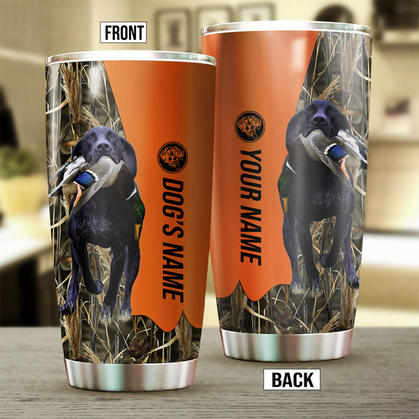 Black German Shorthaired Pointer Birds & Deer shed Hunting Dog Custom name Stainless Steel Tumbler Cup FSD4321