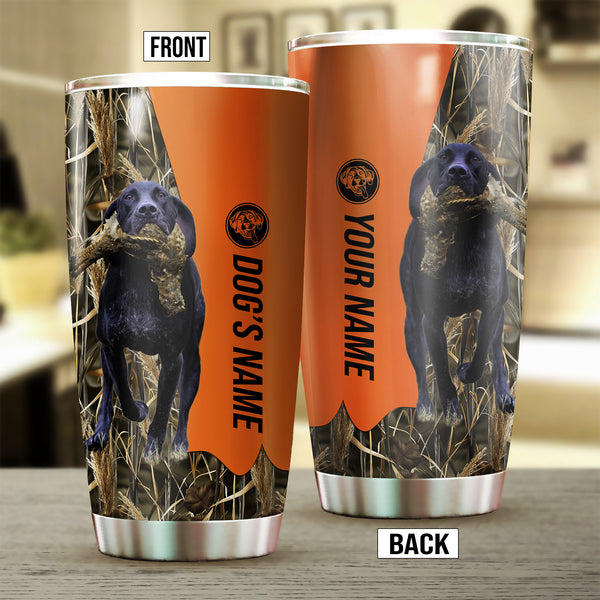 Black German Shorthaired Pointer Birds & Deer shed Hunting Dog Custom name Stainless Steel Tumbler Cup FSD4321