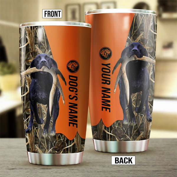 Black German Shorthaired Pointer Birds & Deer shed Hunting Dog Custom name Stainless Steel Tumbler Cup FSD4321