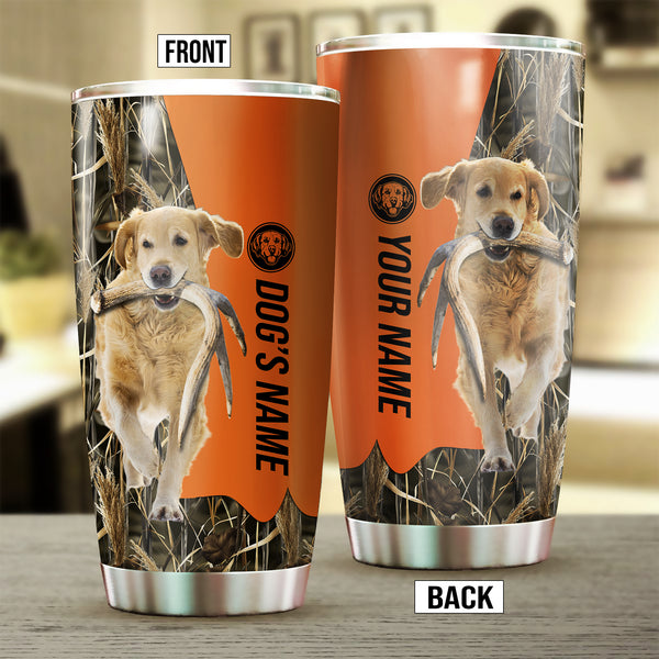Golden Retriever Birds & Deer shed Hunting Dog Custom name Stainless Steel Tumbler Cup FSD4322