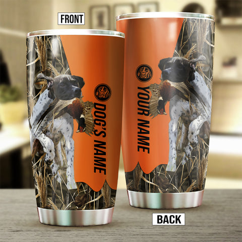 English Pointer Birds & Deer shed Hunting Dog Custom name Stainless Steel Tumbler Cup FSD4331