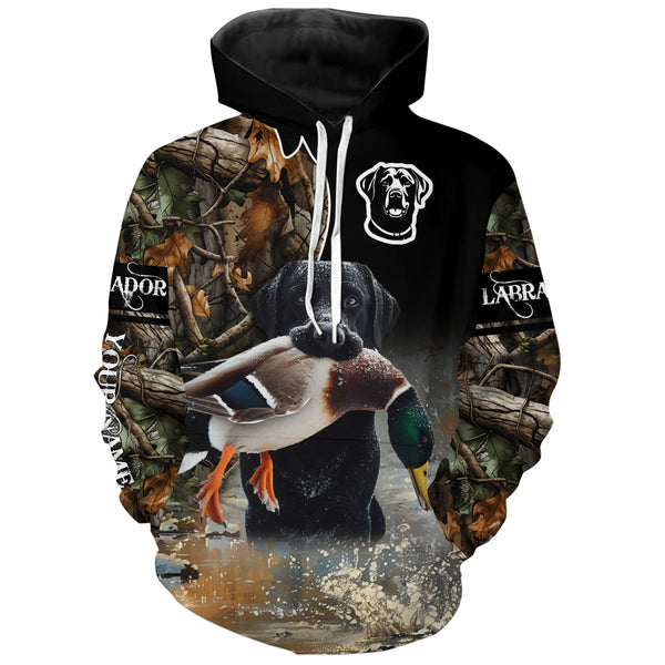 Black Labrador Retriever Duck Hunting Dog Camouflage Custom name Full printing Shirts FSD4452