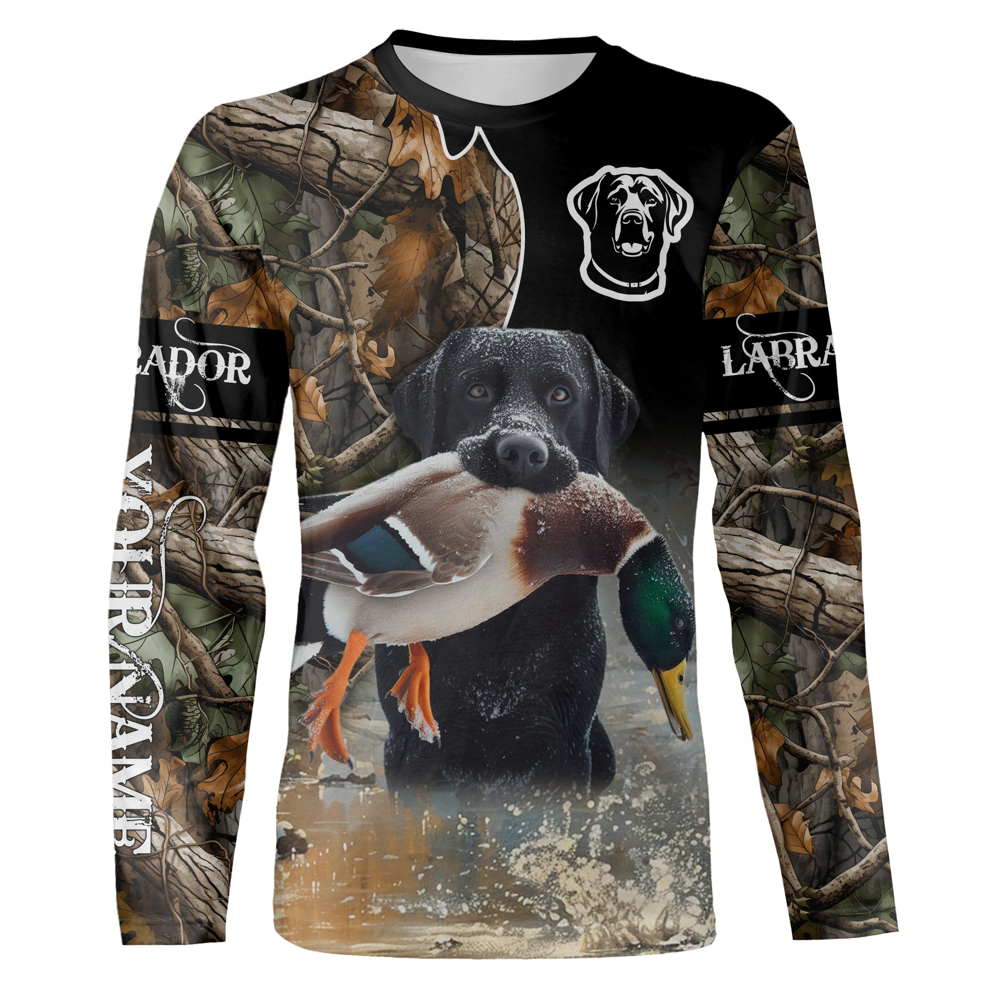 Black Labrador Retriever Duck Hunting Dog Camouflage Custom name Full printing Shirts FSD4452