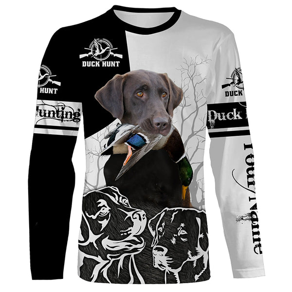 Chocolate Labrador Retriever Duck Hunting Custom Name All over print Shirts, Duck Hunting Gifts FSD4470