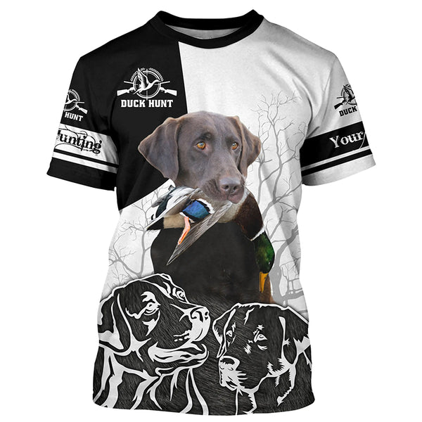 Chocolate Labrador Retriever Duck Hunting Custom Name All over print Shirts, Duck Hunting Gifts FSD4470