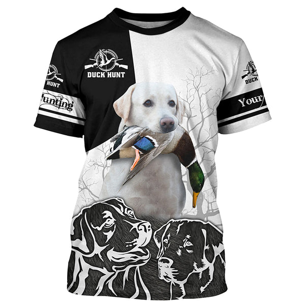 White Labrador Retriever Duck Hunting Custom Name All over print Shirts, Duck Hunting Gifts FSD4471
