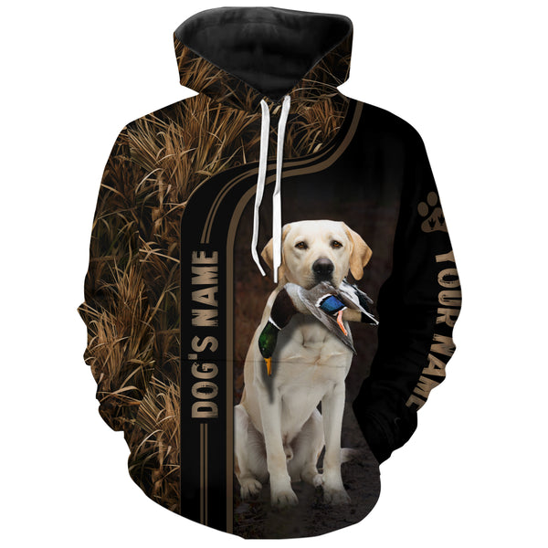 Duck Hunting with Dogs waterfowl camo Custom Name Hoodie Shirt, Duck Hunting Clothing FSD4523