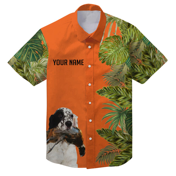 Custom Name Tropical Leaves Hawaiian Shirts With Many Hunting Dog Breeds to Choose, Personalized Gifts FSD4182