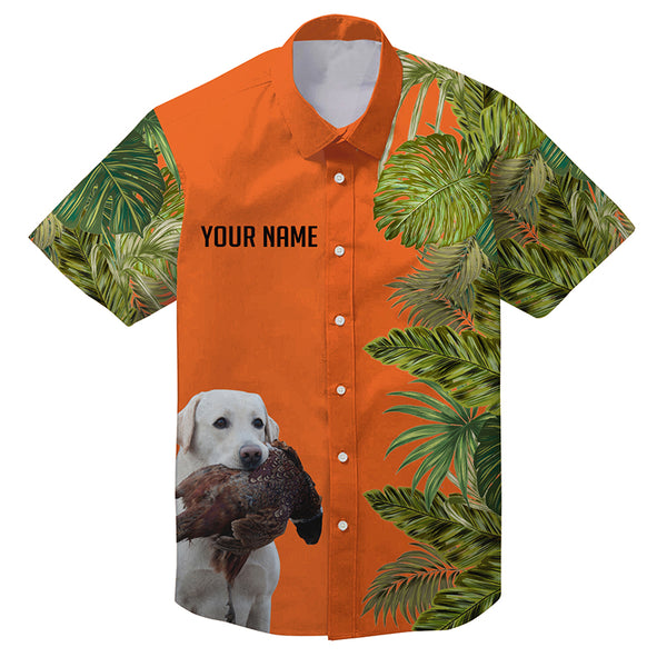 Custom Name Tropical Leaves Hawaiian Shirts With Many Hunting Dog Breeds to Choose, Personalized Gifts FSD4182