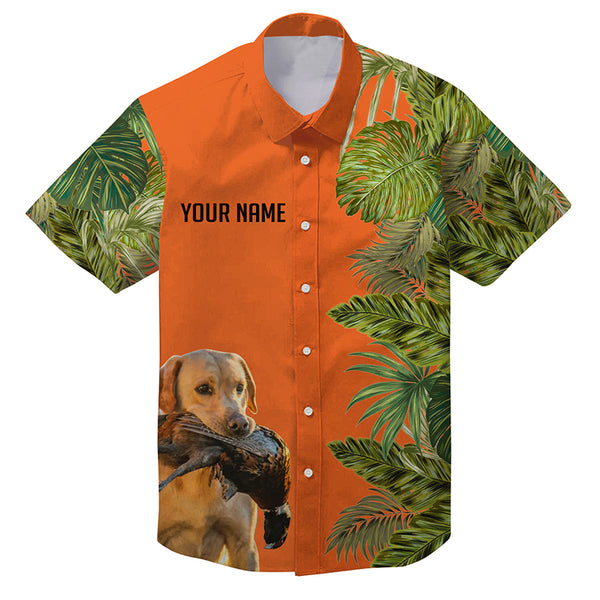 Custom Name Tropical Leaves Hawaiian Shirts With Many Hunting Dog Breeds to Choose, Personalized Gifts FSD4182