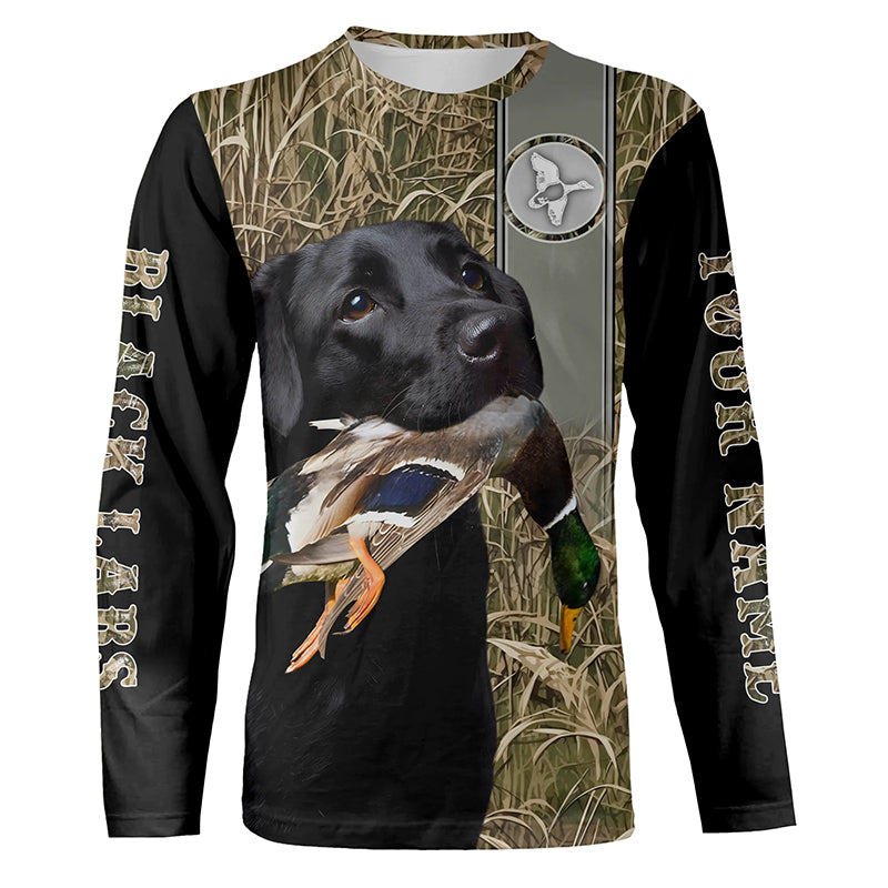 Black Labrador Duck Hunting with Dog Waterfowl Camo Custom Name All Ov ...