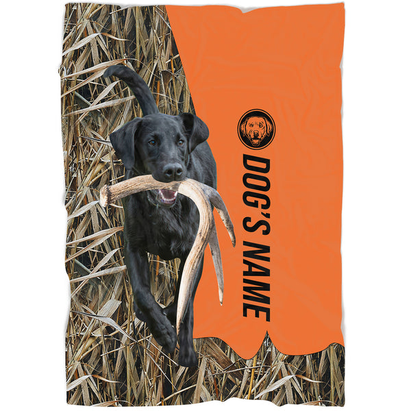 Black Labrador Retriever Hunting Dog Custom Name Blanket, Gifts for Hunter FSD4622