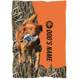 Red Golden Retriever Hunting Dog Custom Name Blanket, Gifts for Hunter FSD4629