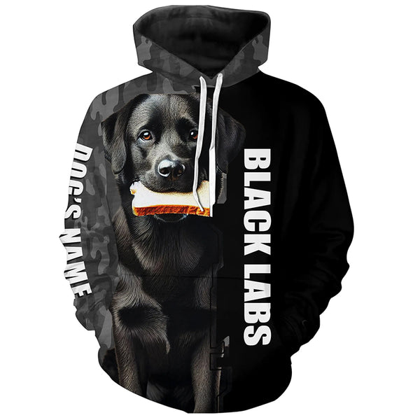 Black Labrador Retriever dog Custom Name Shirt with Sandwich, Funny shirt for Labs lover FSD4647