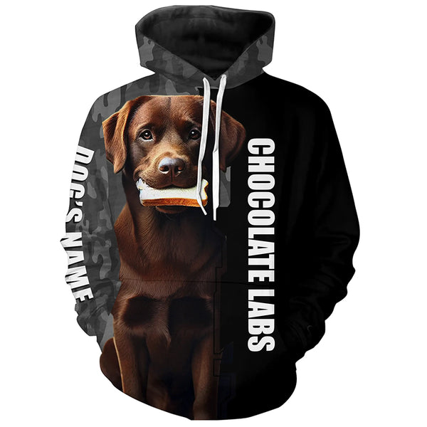 Chocolate Labrador Retriever dog Custom Name Shirt with Sandwich, Funny shirt for Labs lover FSD4648