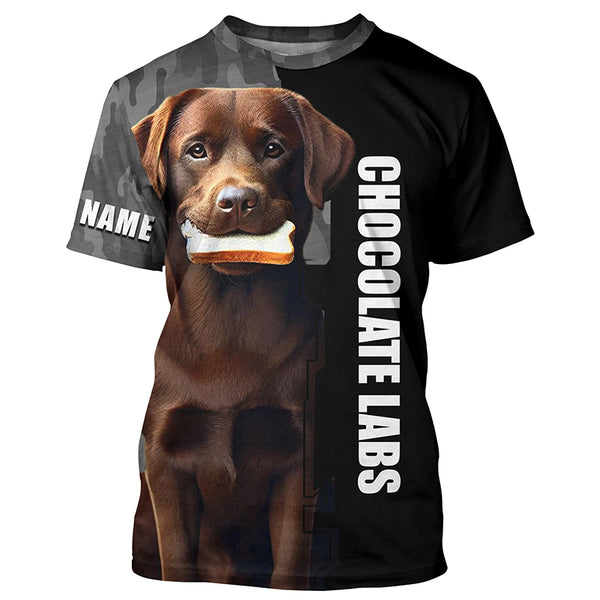 Chocolate Labrador Retriever dog Custom Name Shirt with Sandwich, Funny shirt for Labs lover FSD4648