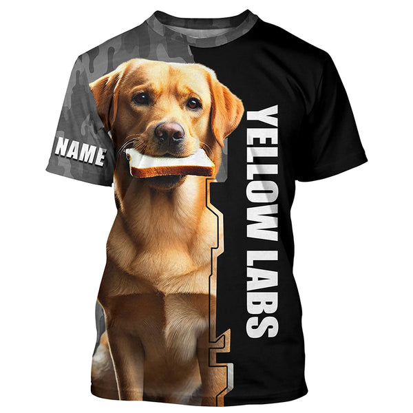 Yellow Labrador Retriever dog Custom Name Shirt with Sandwich, Funny shirt for Labs lover FSD4649