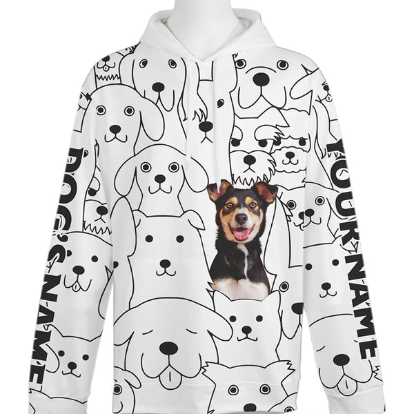 Custom Dog Photo Hoodie with Line Art Background – Funny Dog Lover Gift FSD4780