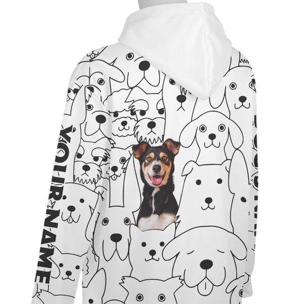 Custom Dog Photo Hoodie with Line Art Background – Funny Dog Lover Gift FSD4780