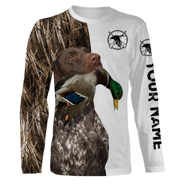Beautiful Duck Hunting with Dogs Custom Name Long sleeve Shirts for Hunter FSD4453
