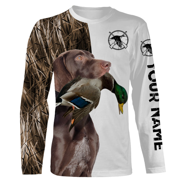 Beautiful Duck Hunting with Dogs Custom Name Long sleeve Shirts for Hunter FSD4453