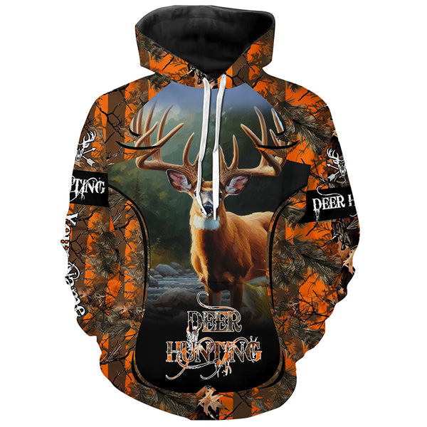 Whitetail Deer Hunting Orange camo custom Name all over print Shirts, Gift for hunters FSD2094