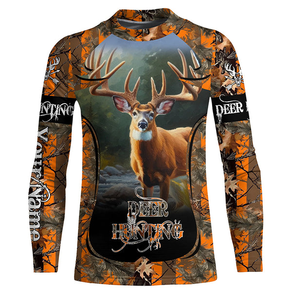 Whitetail Deer Hunting Orange camo custom Name all over print Shirts, Gift for hunters FSD2094