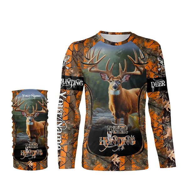 Whitetail Deer Hunting Orange camo custom Name all over print Shirts, Gift for hunters FSD2094