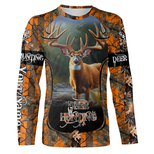 Whitetail Deer Hunting Orange camo custom Name all over print Shirts, Gift for hunters FSD2094