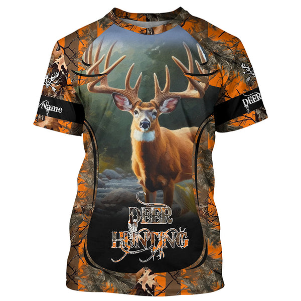 Whitetail Deer Hunting Orange camo custom Name all over print Shirts, Gift for hunters FSD2094