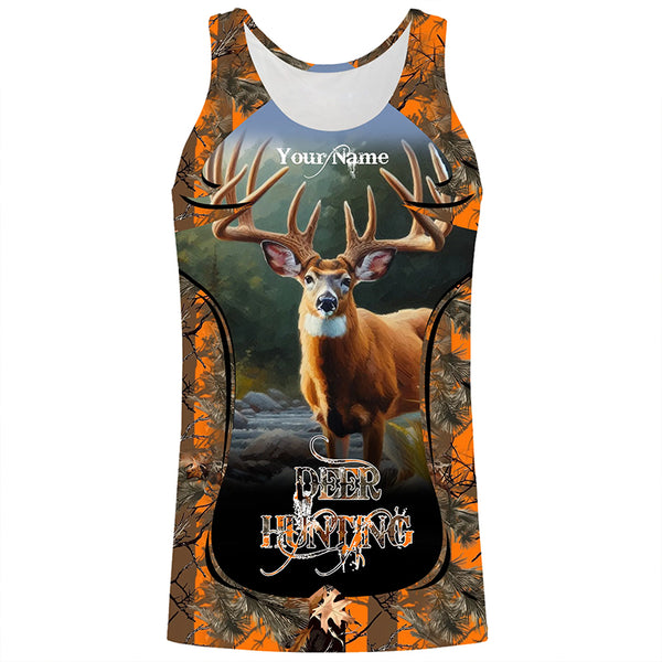 Whitetail Deer Hunting Orange camo custom Name all over print Shirts, Gift for hunters FSD2094