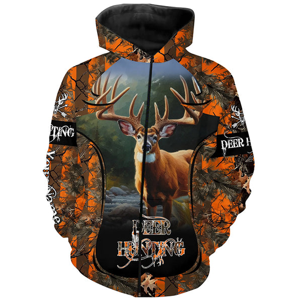 Whitetail Deer Hunting Orange camo custom Name all over print Shirts, Gift for hunters FSD2094