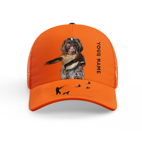 Hunting Dogs Pheasant Hunting Blaze Orange Custom Name Mesh Back Cap, Hunting Cap FSD4524