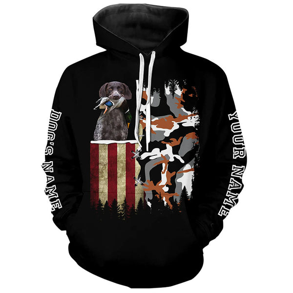 German Shorthaired Pointer Hunting Dog American flag Custom Name Shirts, Christmas Gifts for Hunters FSD4334