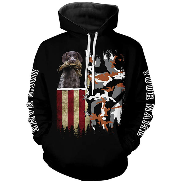 German Shorthaired Pointer Hunting Dog American flag Custom Name Shirts, Christmas Gifts for Hunters FSD4334