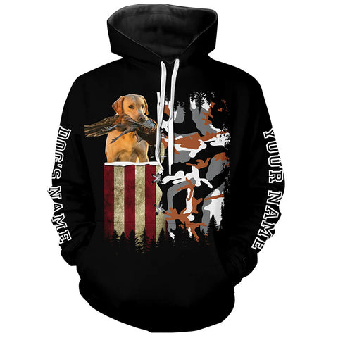 Yellow Labrador Retriever Hunting Dog American flag Custom Name Shirts, Christmas Gifts for Hunters FSD4337