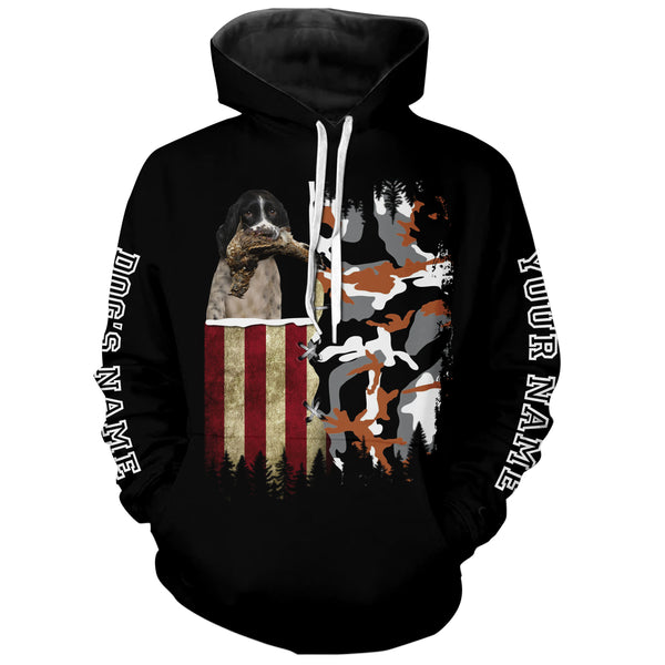 English Springer Spaniel Hunting Dog American flag Custom Name Shirts, Christmas Gifts for Hunters FSD4338