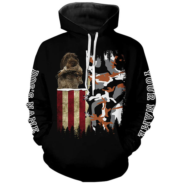 Wirehaired Pointing Griffon Hunting Dog American flag Custom Name Shirts, Christmas Gifts for Hunters FSD4340