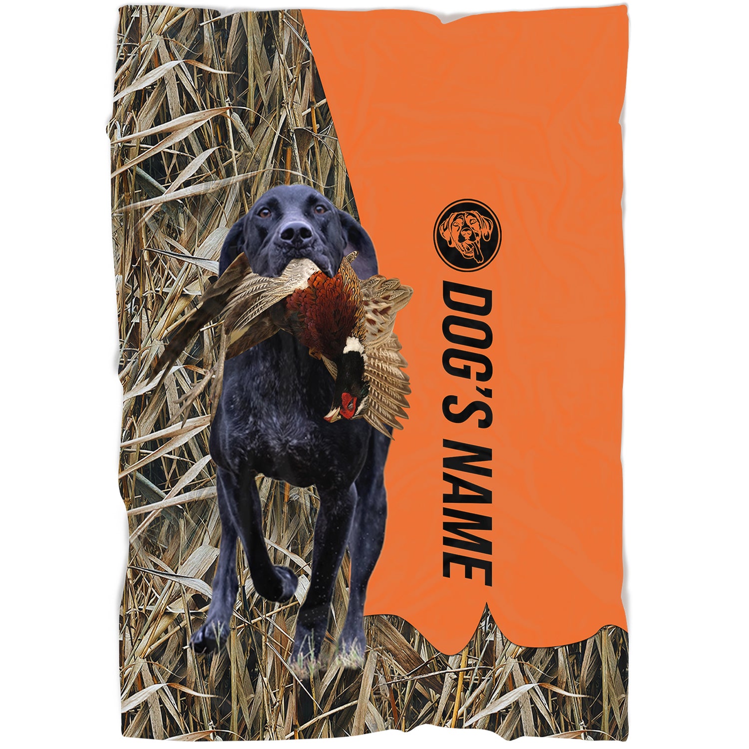 Black German Shorthaired Pointer Hunting Dog Custom Name Blanket, Gifts for Hunter FSD4640