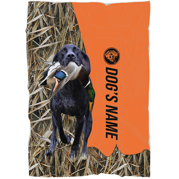 Black German Shorthaired Pointer Hunting Dog Custom Name Blanket, Gifts for Hunter FSD4640