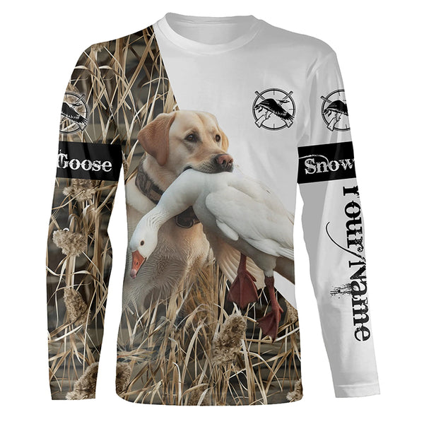 Snow Goose hunting with dog yellow labrador Custom Name All over print Shirt, Hunting gift ideas FSD1968