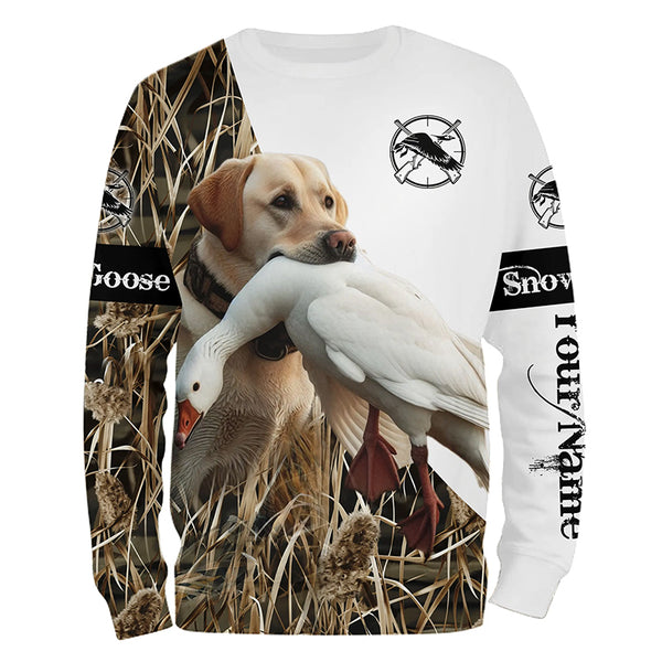 Snow Goose hunting with dog yellow labrador Custom Name All over print Shirt, Hunting gift ideas FSD1968