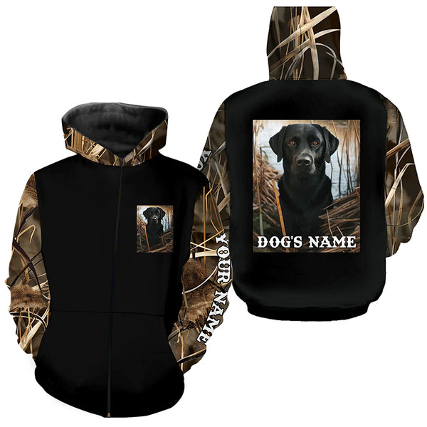 Black Labrador Retriever Hunting Dog Camouflage Custom name Shirts for Hunters, Hunting Gifts FSD4508